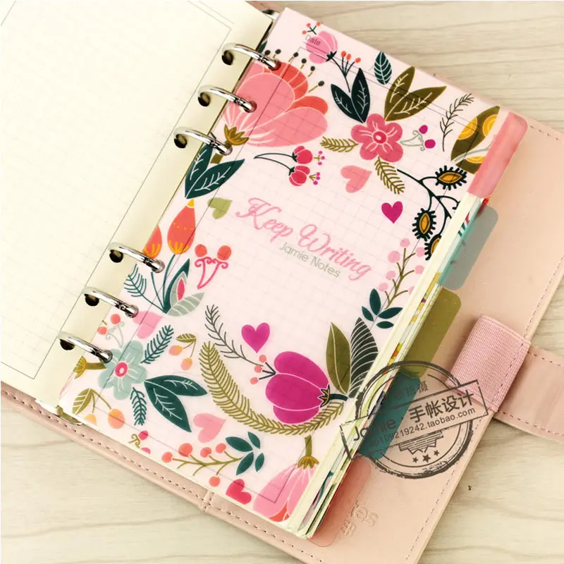 Yiwi A5 A6 A7 6 Holes Colored Notebook Loose Leaf Transparent PP Separator Pages Notebook Paper Inside Pages