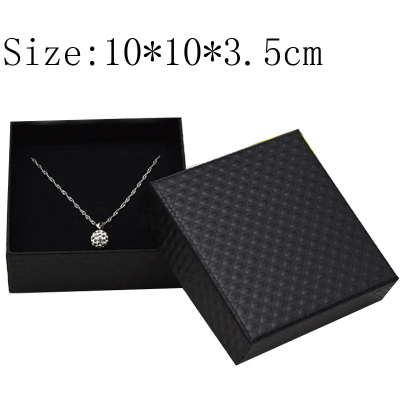 Box For Jewelry 10*10*3.5cm Black 20pcs/lot Square Pendant Necklace Packaging Boxes Gift Storage Jewelry Display Boxes