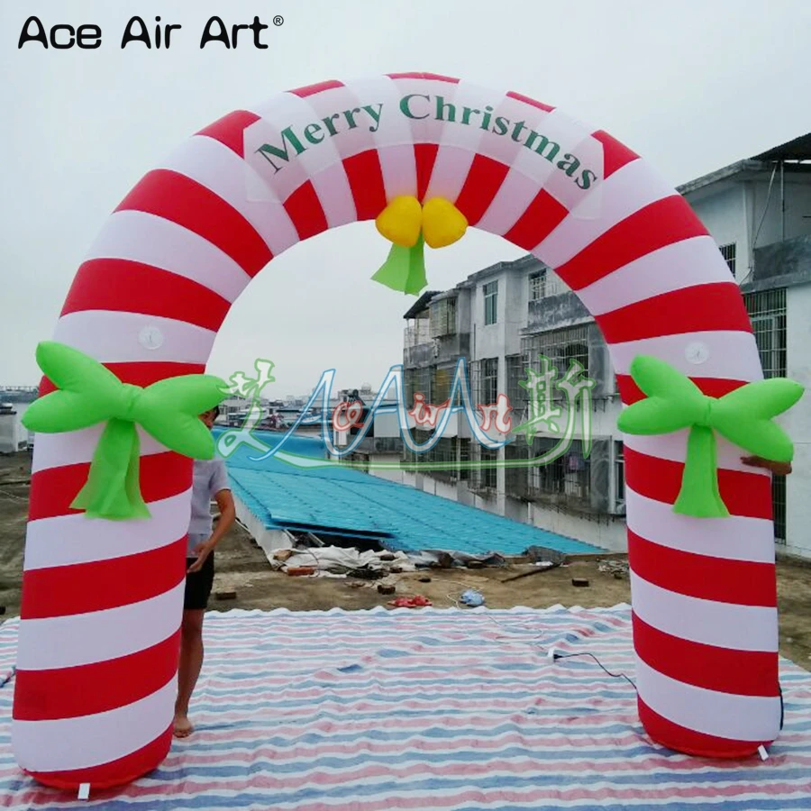 ราคาถูกเทศกาลคริสต์มาส Archway Inflatable Candy Arch Sweety Crutches Entrance Gate พร้อมเครื่องเป่าลมภายในโดย Ace Air Art