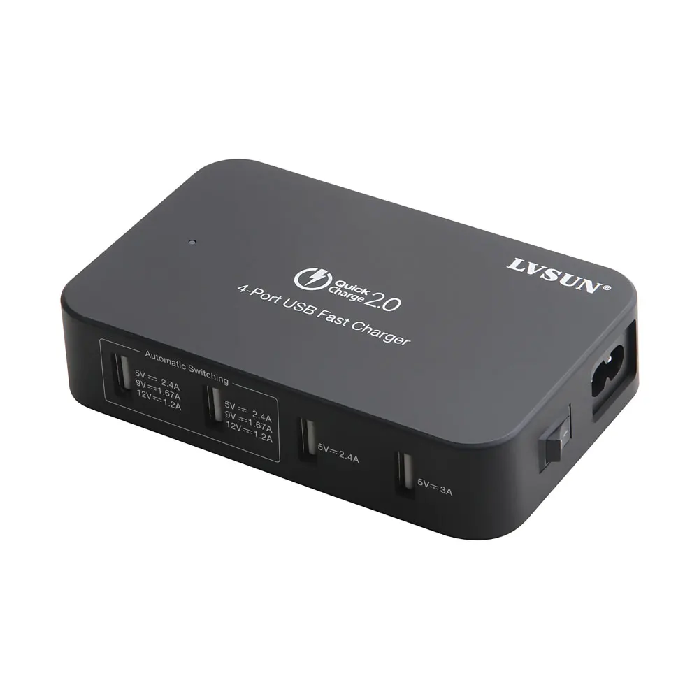 LVSUN 58W  4 Port Car Quick USB QC2.0 Charger  for ipad iPhone 6s 5s Asus Zenfone 2 Samsung Galaxy S4 S6 with EU/AU/UK/US Plug