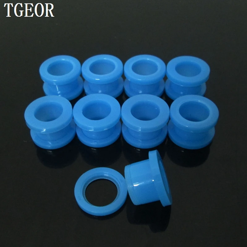 Free shipping mixed 8 gauges 160pcs acrylic solid blue screw on ear tunnels