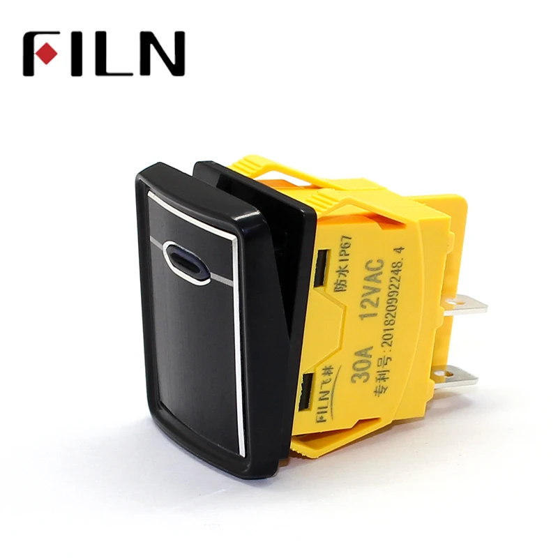 new design 30A/250V Heavy Duty 4 pin DPST IP67 Sealed Waterproof t85 Auto Boat Marine Rocker Switch with LED 12V 24V 110V 220V