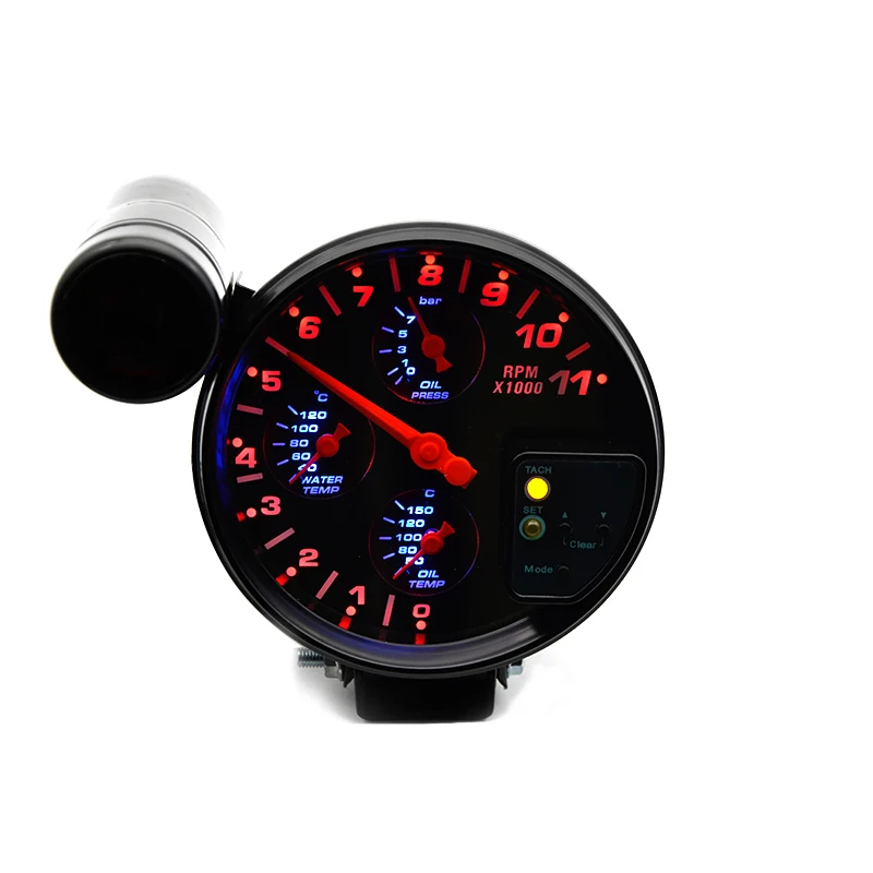 

5" 4 IN 1 Car Meter Water Temperature Gauge Oil Temp Gauge Oil Pressure Gauge Tachometer With Sensors Auto Racing Modified