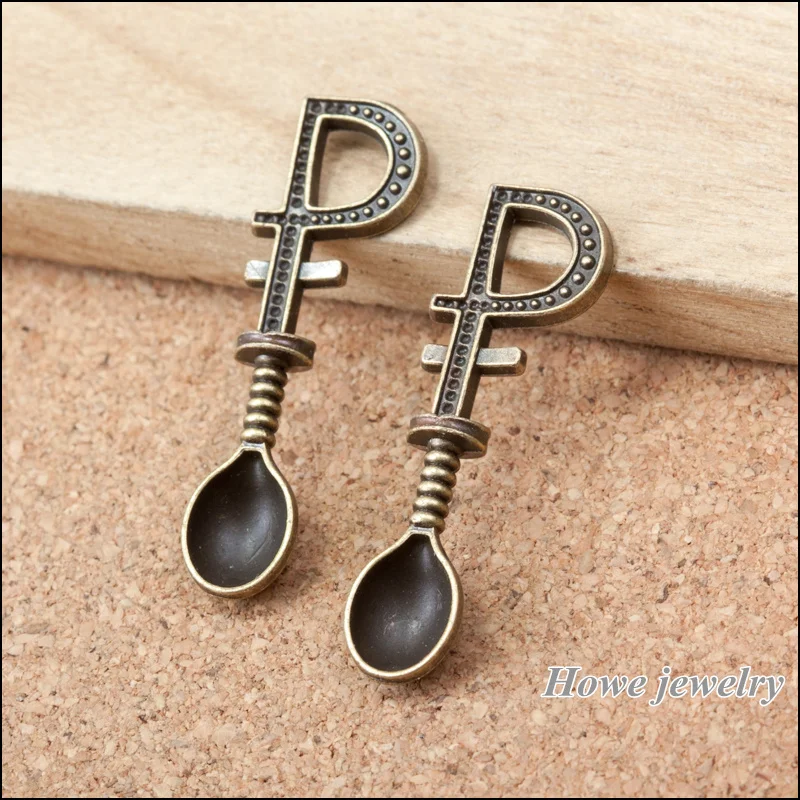 

80pcs Vintage Charms Spoon Pendant Ancient bronze Fit Bracelets Necklace DIY Metal Jewelry Making A091