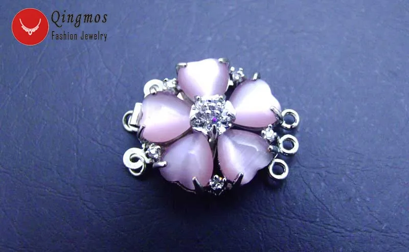 Qingmos 25mm Flower Clasp for Jewelry Making with Purple Cat's Eye Petal 3 Strands Clasp Accessories for Jewelry Gp166 Free Ship