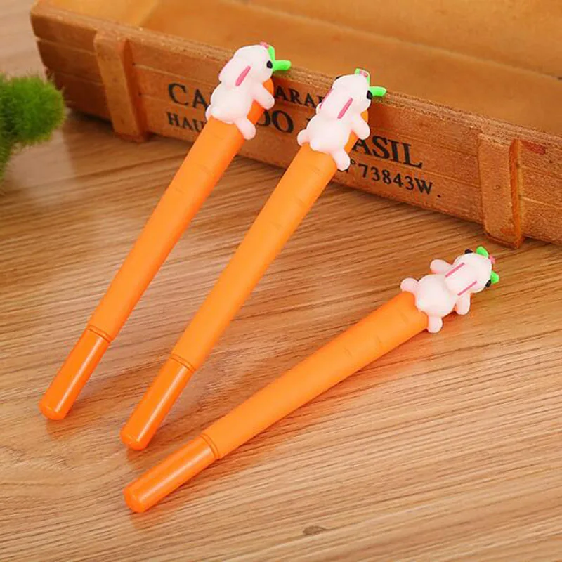 New Korean Fashion Animal Image Game Creative White Rabbit Love Carrot Student Black Neutral Office Pen Signature Pen Stationery