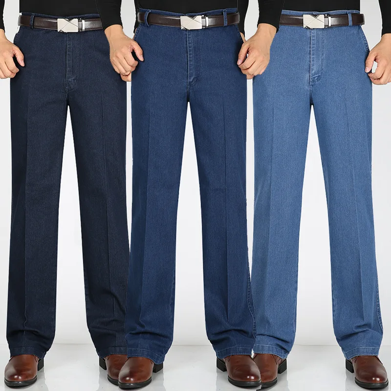 Jeans d'affaires élastiques taille haute pour hommes, jeans décontractés FJMens, grande taille 29-40, automne et hiver