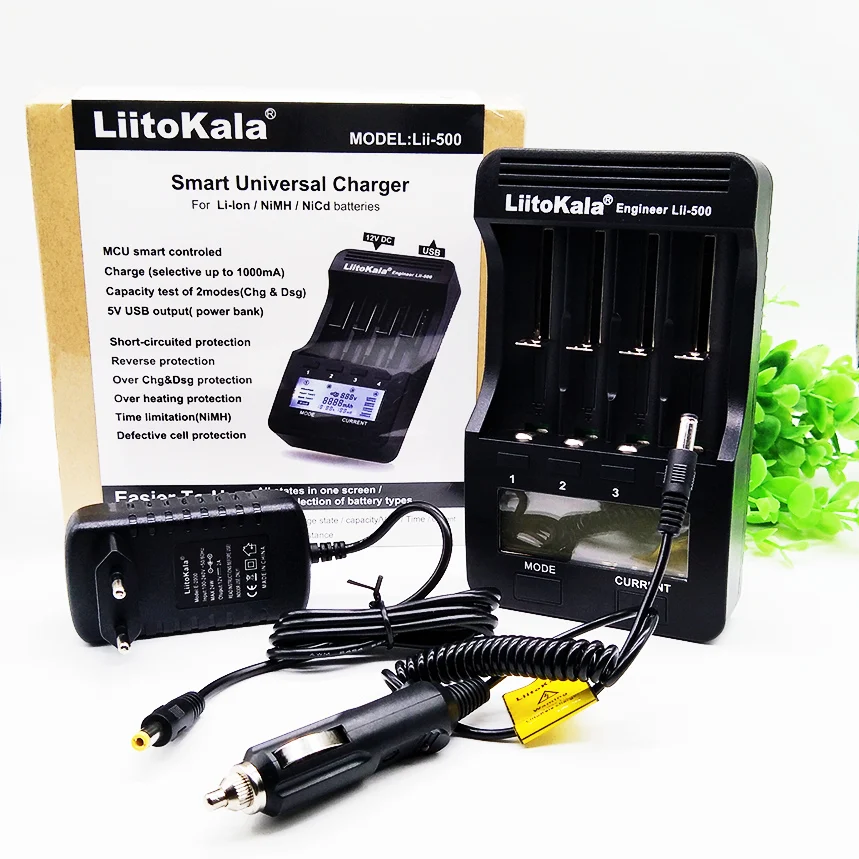 LiitoKala lii-500 LCD 3,7 V 18650 21700 charger  3,7V 18650 3400mAh INR18650 34B li-ion Battery