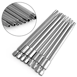 8Pcs/Set T8-T40 100mm Length Magnetic Torx Screwdriver Bits 1/4