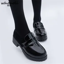 WHOHOLL Cute Lolita Girl Women Maid Boots Shoes Round Toe Leather Shoes Japanese JK High School Uniform Kawaii Anime Cosplay