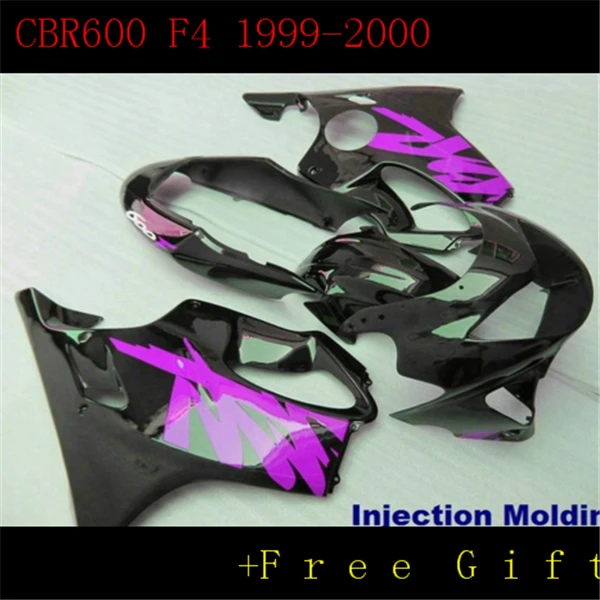 km Custom ABS Injection fairing kits for  Purple and black CBR600F4 1999 CBR600 F4 2000 CBR600F 99 00 fairngs bodyworks