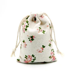 5pcs/lot Natural Cotton Bags 8x10cm Party Favors Linen Drawstring Gift Bag Small Muslin Pouch Jewelry Candy Gifts Packaging Bags