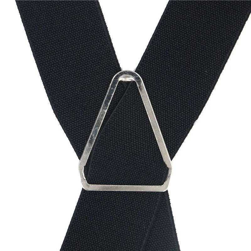 3.5 Width Fashion Men Suspenders Solid Black Double Elastic 4 Clips Adjustable Two-way Metal Cross X Back Women Pants Braces