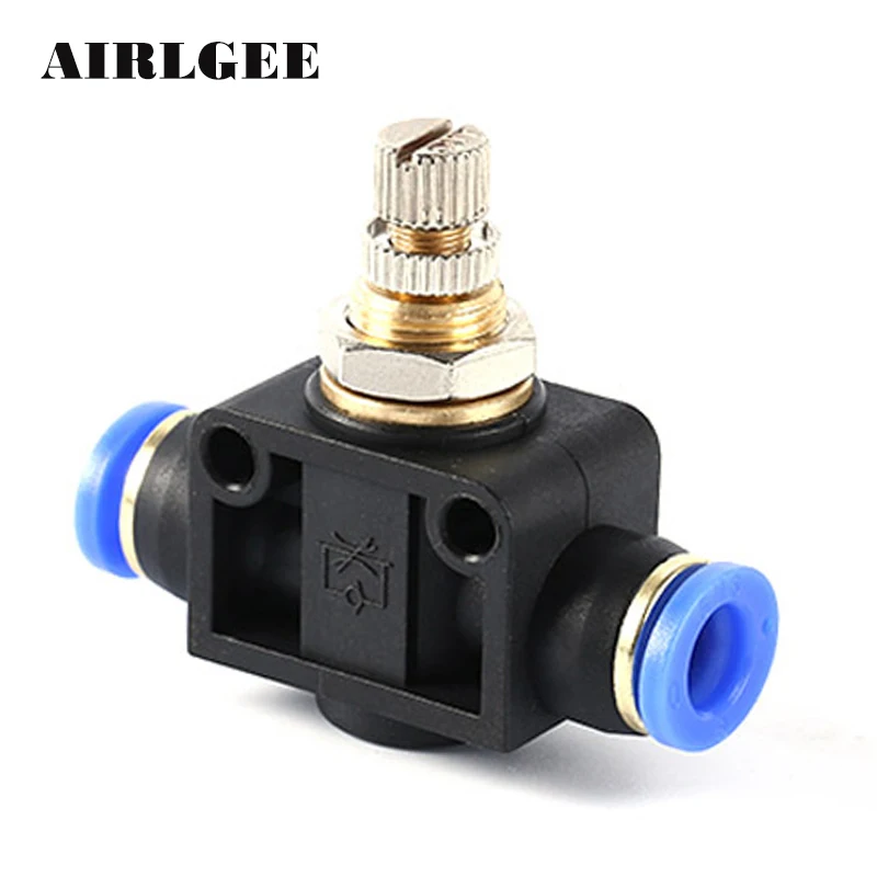 Pneumatic 2Way Air Flow Speed Controller 4mm 6mm 8mm 10mm 12mm OD Tube Adjustable Quick union fittings Throttle Valve