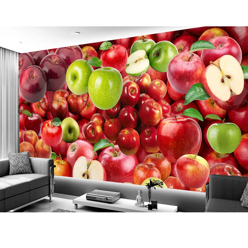 Papel tapiz 3D fruta fresca manzana telón De fondo Mural cocina restaurante última decoración creativa moderna Papel tapiz Papel De pared 3D