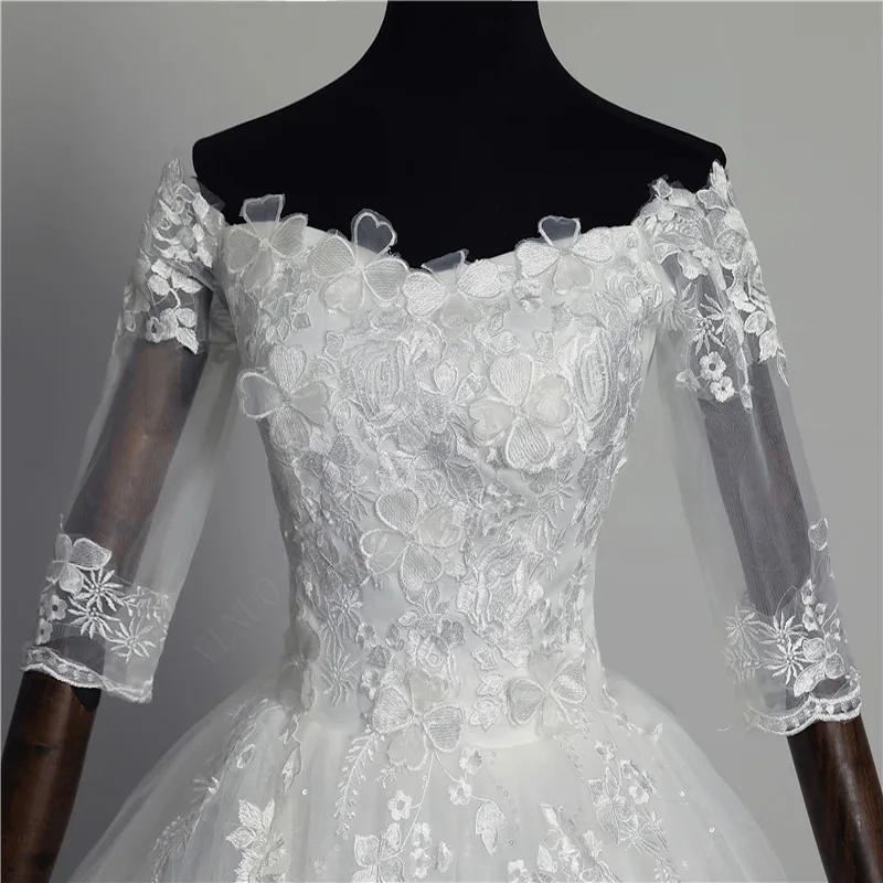 Vestido De Novia De encaje con cuello De barco, bordado Floral, Flores, mariposas, Princesa, novedad De 2020