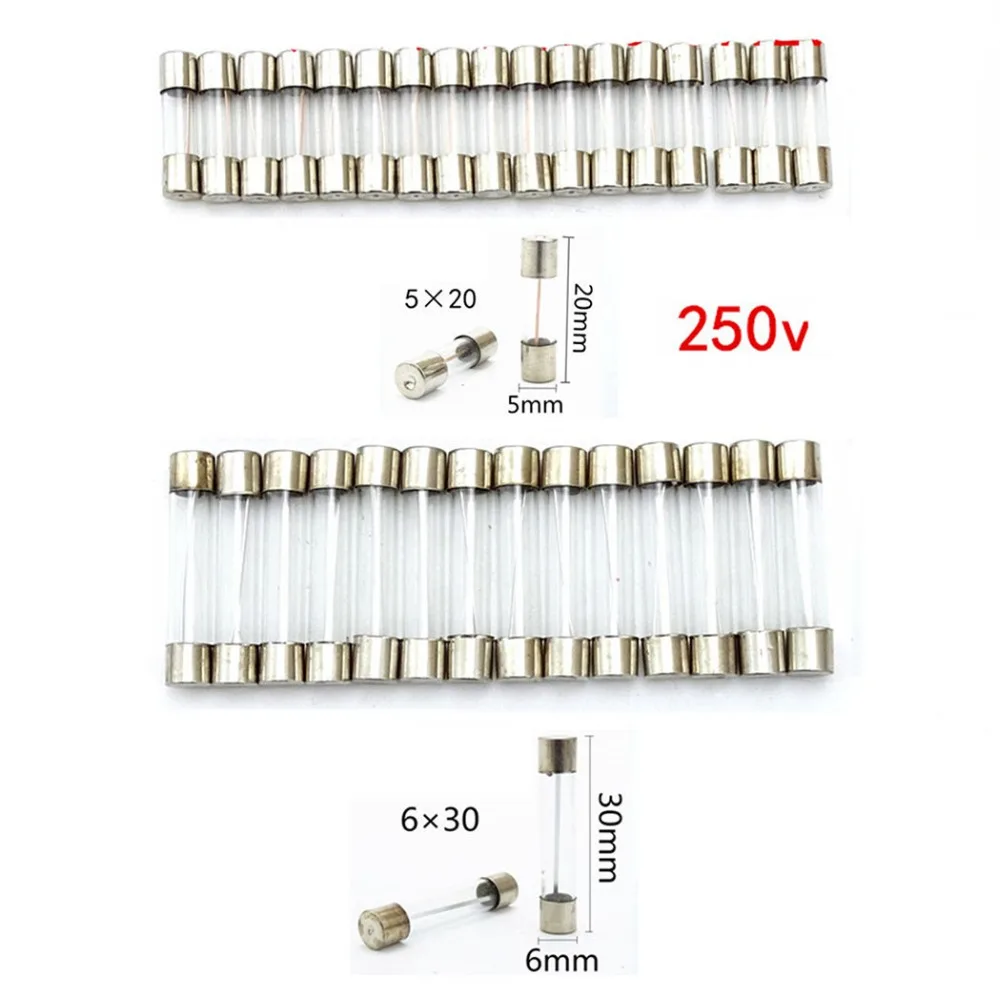 200pcs ( 5x20mm 6x30mm ) Fast-blow Quick Blow Glass Tube Fuses Assorted Set Kit 0.5A 1A 2A 3A 5A 8A 10A 15A 20A 30A