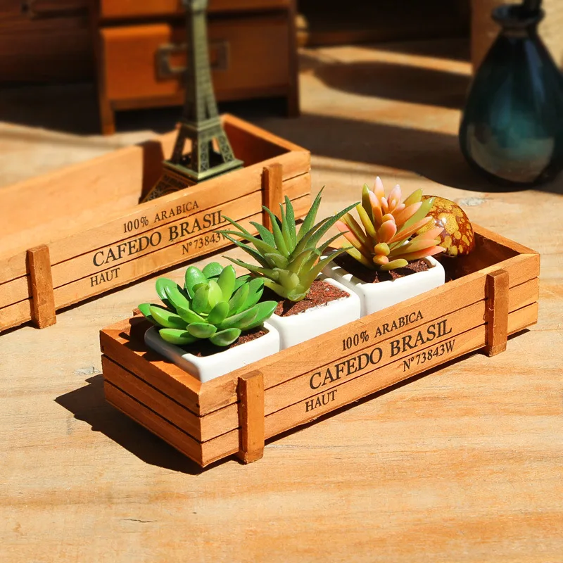 

ZAKKA desktop wooden storage box grocery wood flowerpot potted succulents wooden storage box