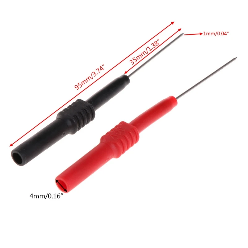 OOTDTY  Test Leads Pin L95mm flexible Test Probe Tips 1mm Connector Multimeter Needle