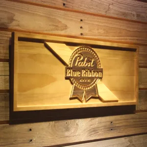 Pabst Blue Ribbon Beer 3D Wooden Bar Signs