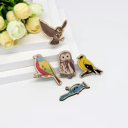 50Pcs  40*20mm Multicolor Cute Birds Botones Knopf 2 Holes Printing Wooden Buttons Scrapbooking Sewing Accessories