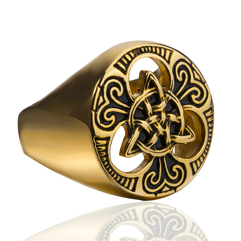 Mens Boys Celtic knot Magic 316L Stainless Steel Ring Biker Vintage jewelry Size 7-15