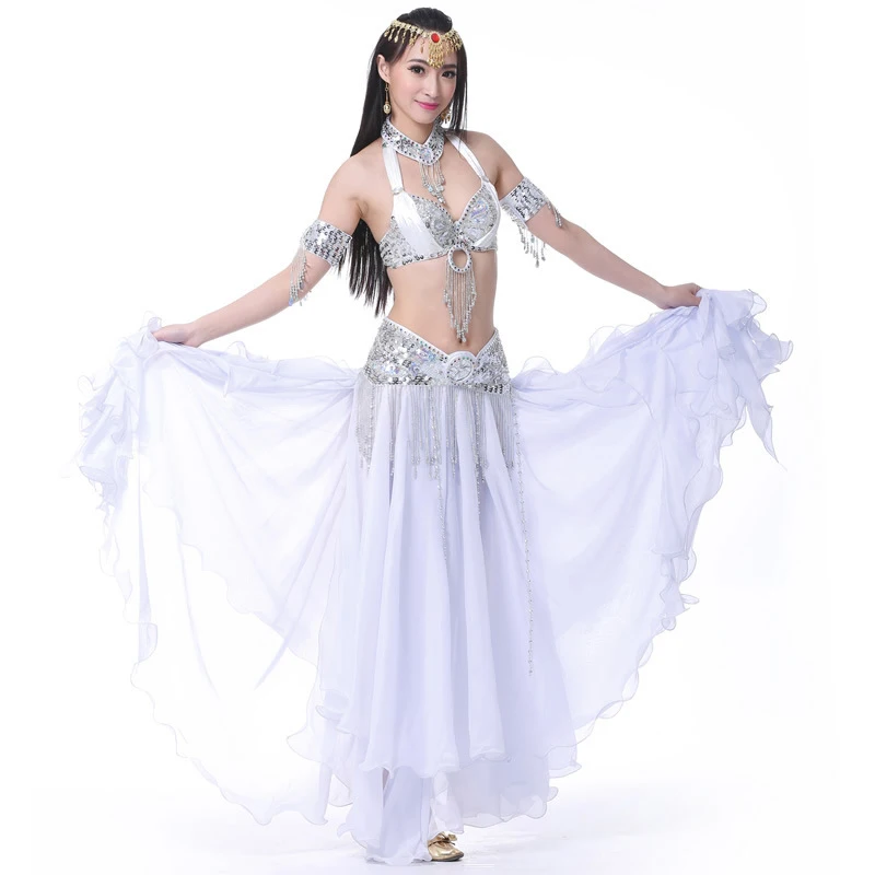 

Elegant New Arrival Oriental Dancing Belly Dance Long Skirt Set Sexy Dancer Practice Costume 3pcs Bra Blet Skirt Clothing