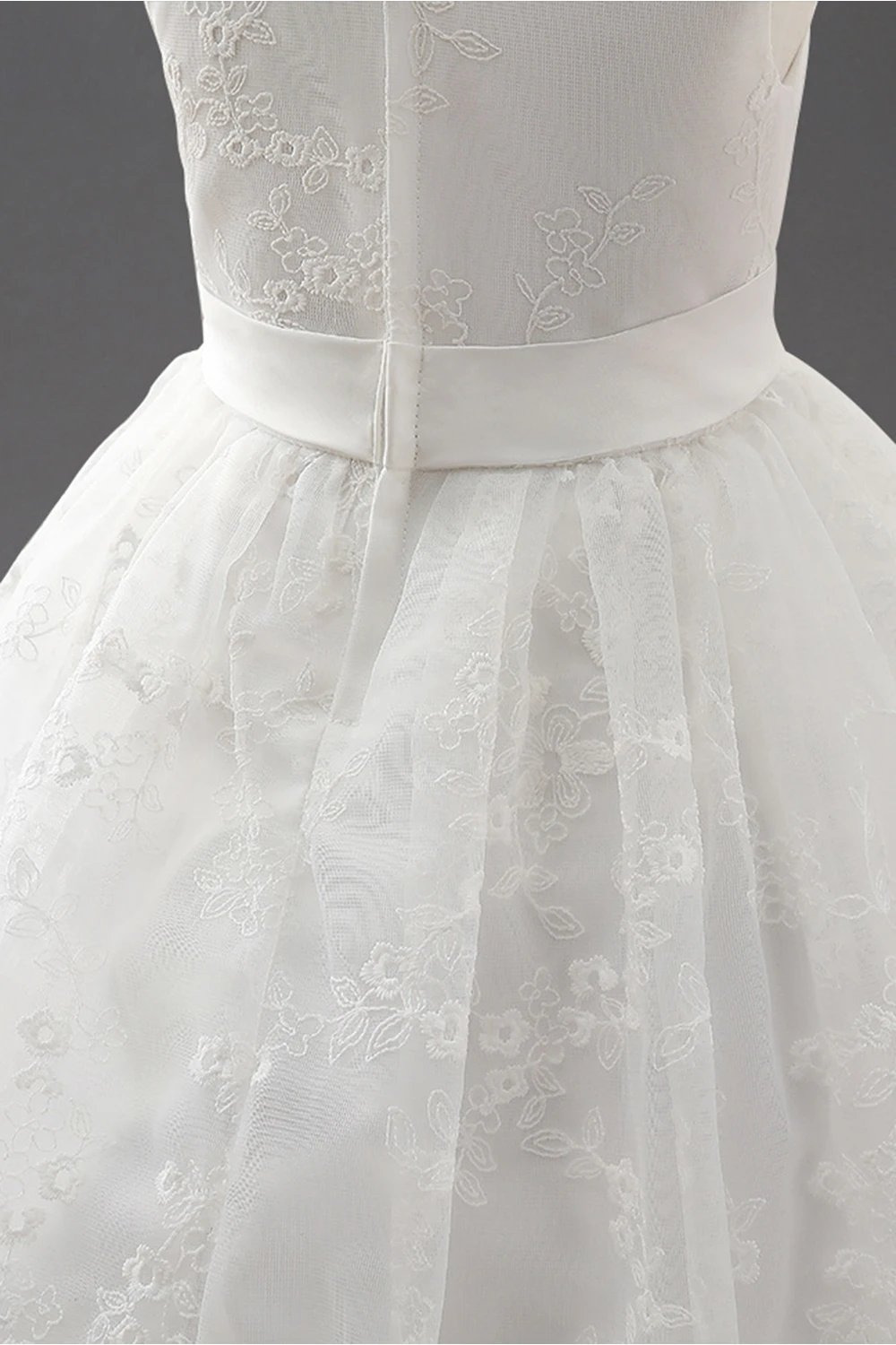 Robe de Rhen dentelle pour filles, longueur genou, broderie de fleurs, col rond, costume de fête de mariage, vêtements décontractés pour enfants, 3-12 ans