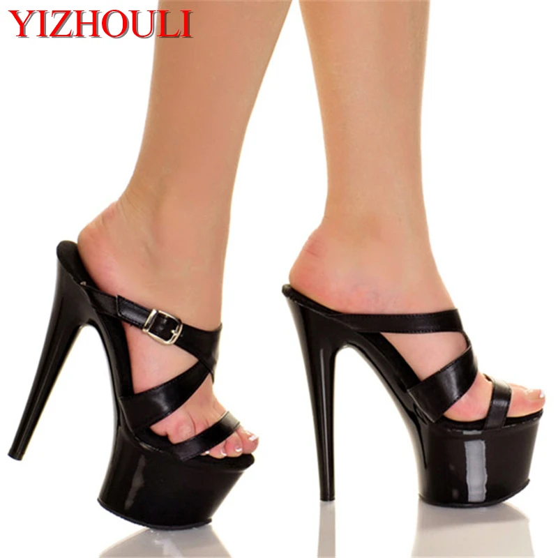 Sexy skinny star shoes, 15cm high heels, summer paint platform sandals, nightclub pole dancing sandals