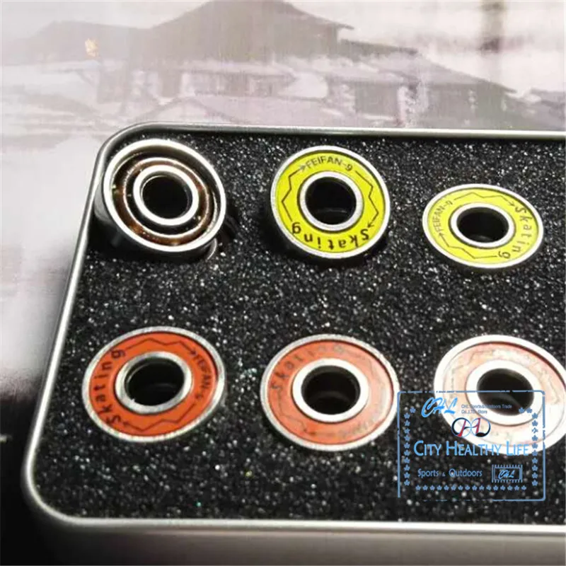 Original Feifan ILQ9 608 Bearing for Inline Skates Skateboard Scooter ILQ-9 Bearings for Slalom FSK Speed Skating with Iron Box