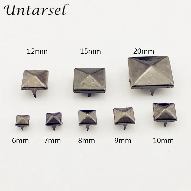 Gun-black All Sizes Metal Pyramid Claw Rivet For Clothes Leathercraft DIY Studs Punk Style Square Nails Rebites Para Couro