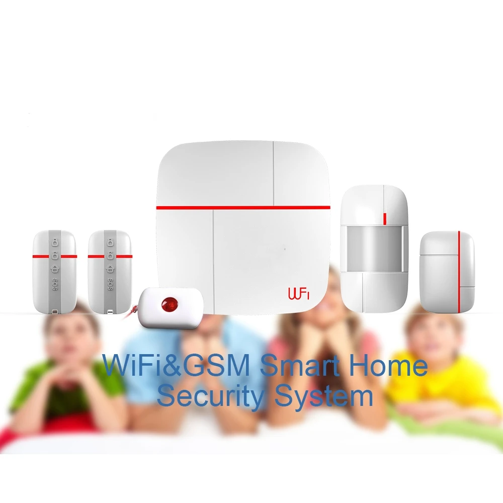 (1set)Vcare Multi-function WIFI GSM Dual Smart Home Alarm System with Motion Door/Window Sensor & Medical Emergency Button Ver A