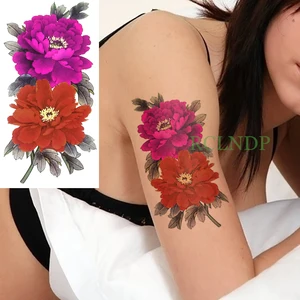 Waterproof Temporary Tattoo Sticker Peony Rose Flower Fake Tatto Flash Tatoo leg Arm hand foot back tatouage for Girl Women