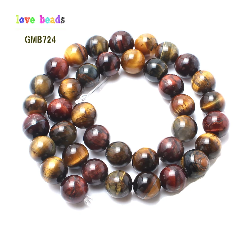 Natural Stone Beads 15.5inches Multicolor Tiger Eye Stone Beads For Jewelry Making Pick Size 4/6/8/10/12/14mm