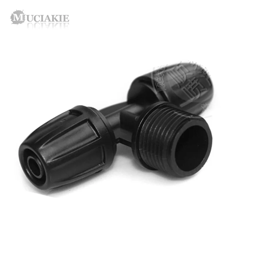 

MUCIAKIE 30PCS 3/8'' Equal Connector with Lock to 1/2'' Male Thread Tee Garden Water Connnecter Joint Irrigation Fittings