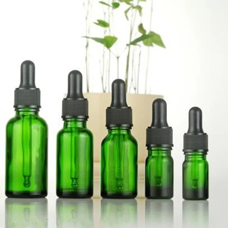 

5ml 10ml 15ml 20ml Reagent Eye Dropper Drop green Glass Liquid Bottle With Pipette Essential Oil Spray Glass Bottles F20171793