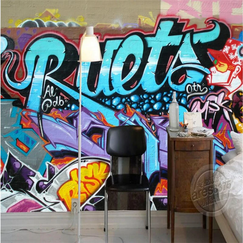 

beibehang graffiti brick wall paper papel parede 3D mural wallpaper for walls 3 d wall papers home decor papel wall flooring