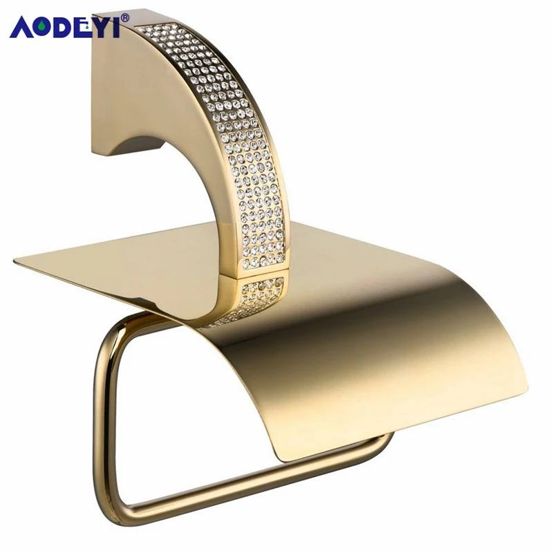 Imagem -03 - Aodeyi Acessórios de Banheiro Suporte de Papel Toalha Anel de Barra Robe Gancho de Sabonete Porta Escova de Dentes Dourado ou Cromado Conjunto de Hardware de Banho