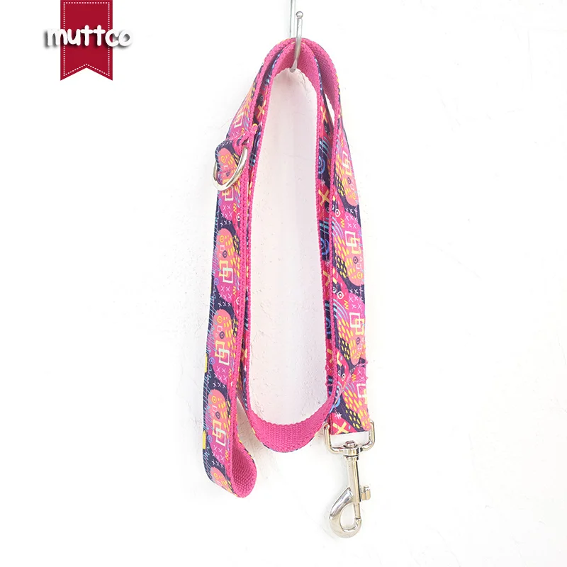 MUTTCO retailing handmade special self-design dog leash THE PINK GRAFFITI comfortable dog collars and leashes 5 sizes UDL063