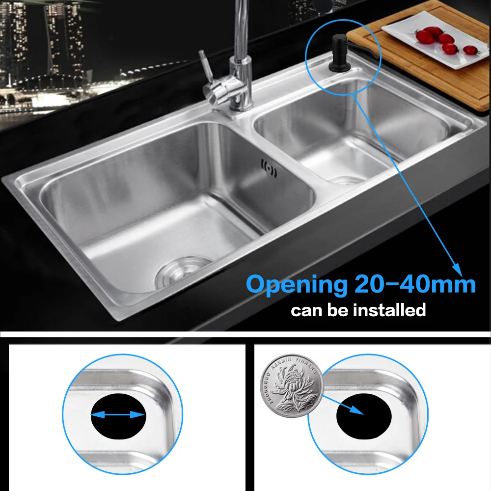KEMAIDI Matte Black Soap Dispenser  Chrome&Brushed Nickel Countertop Liquid Dish Hand Pump  Kitchen Sink Soap Dispenser
