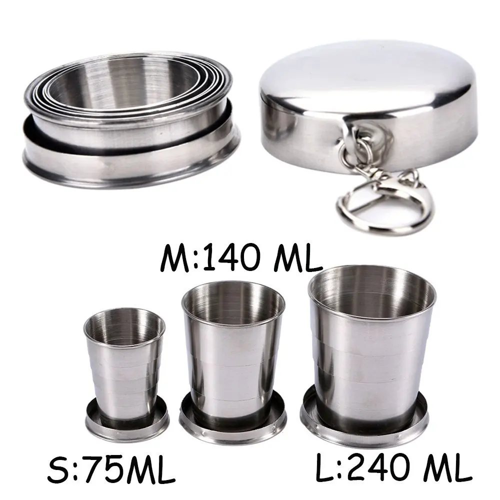 Mini Stainless Steel Wine Glasses Portable Outdoor Camping Picnic Travel Folding Collapsible Metal Drinking Cups Telescopic Mug