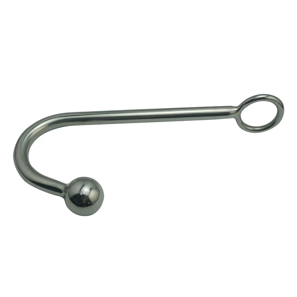 New stainless steel metal anal hook with ball hole butt plug dilator prostate massager SM bondage sex toy for man male