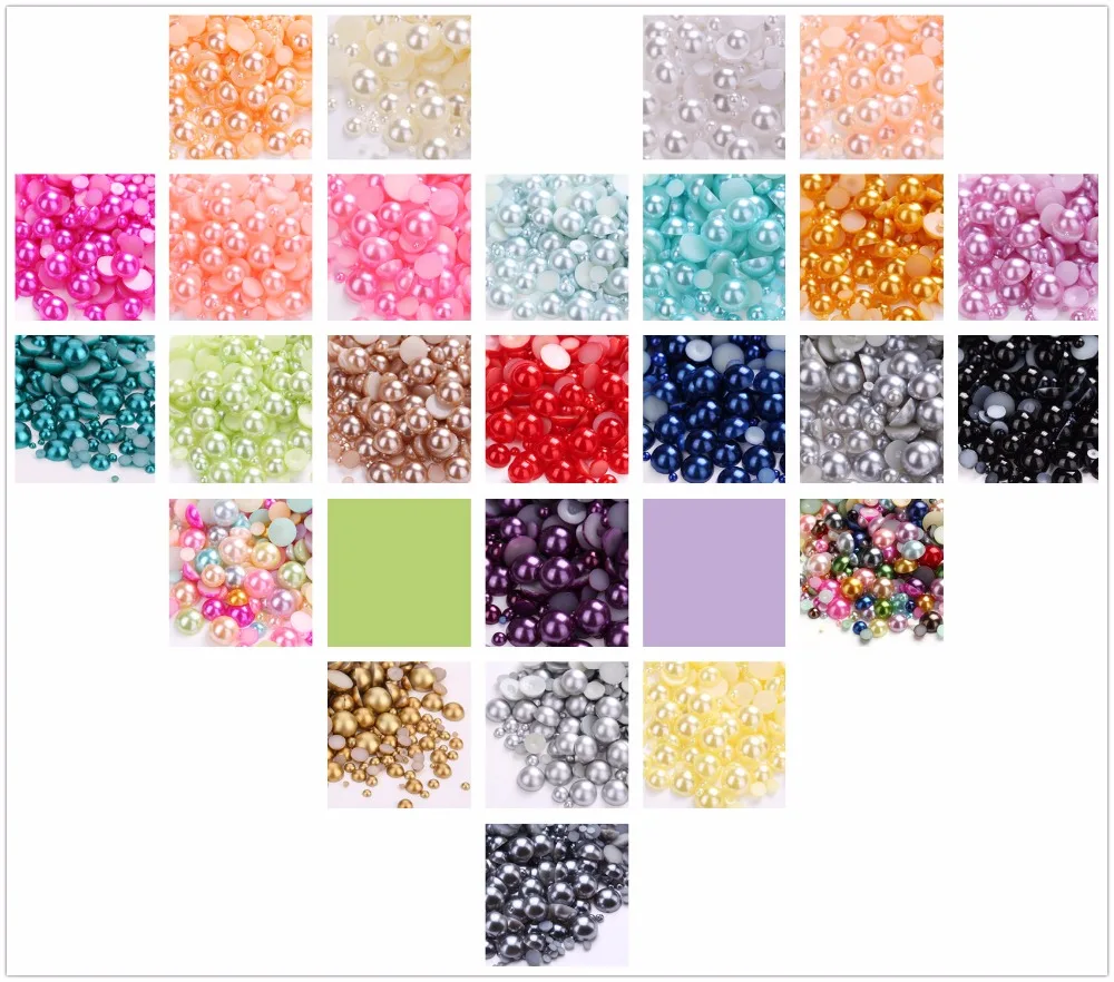 24color 1000pcs (2-10mm) flatback Ketted Futam Gyöngy kézműves ABS Utánzat Gyöngy Gyanta scrapbook gyöngyök DIY kézműves dekorációs Szeg Művészet