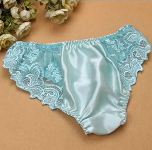 1PC 100% Silk Women\'s Sexy Lace Underwear Briefs Lingerie Panties M L XL MS011