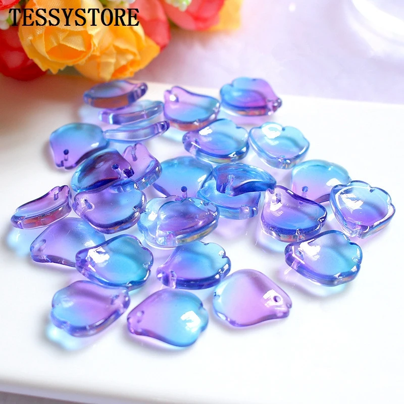 10pcs Czech Flower Petals Lampwork Beads Multi Gradient Color Glass Beads For Jewelry Making Earrings Handmade DIY Accessories