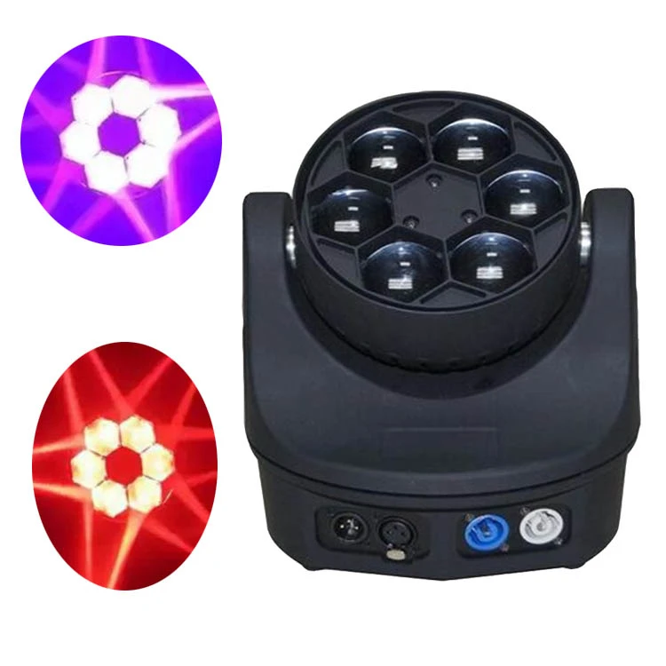 New 6*15W RGBW 4 In 1 LED Mini Bee Eye Beam Light DMX512 Wash Moving Head Light DJ Disco Fest Home Show Bar Stage Party Lights