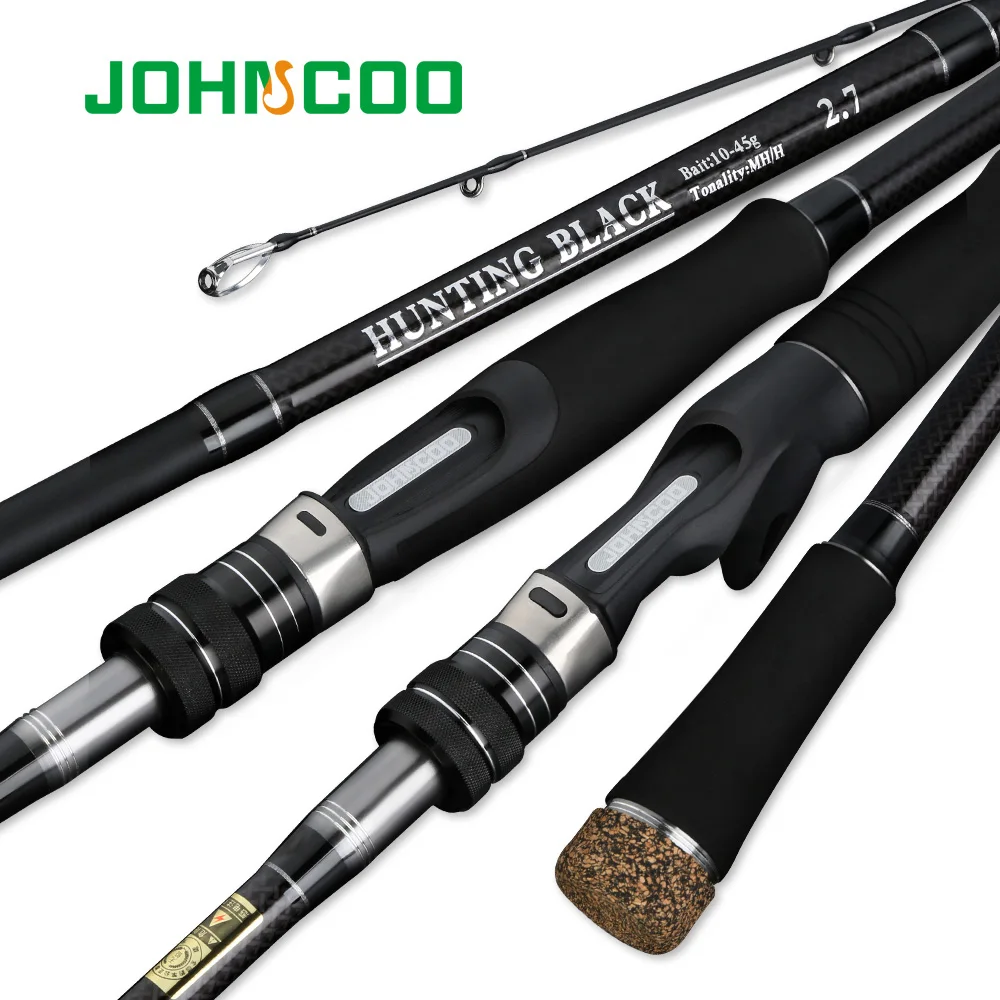 JOHNCOO Carbon Fishing Rod 2.7m 3.0m MH H Power 10-45g Baitcasting Rod Sea Bass Inshore Fishing Rod 3 Sections Spinning Rod