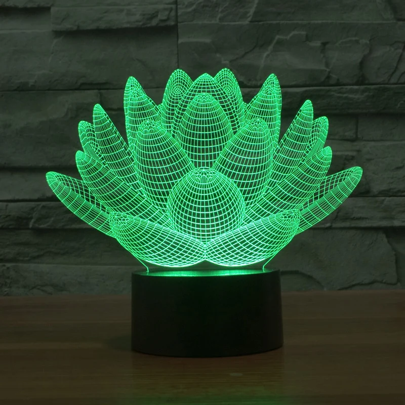 hot sale changing Touch Lotus colorful  light strange stereoscopic visual  LED Action hand  lamp Decoration  USB boxed