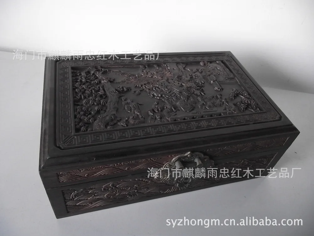 

Ebony ebony Ascot Figure rectangular box / jewelry box / Save box / cosmetic box / gift / antique mahogany carvings