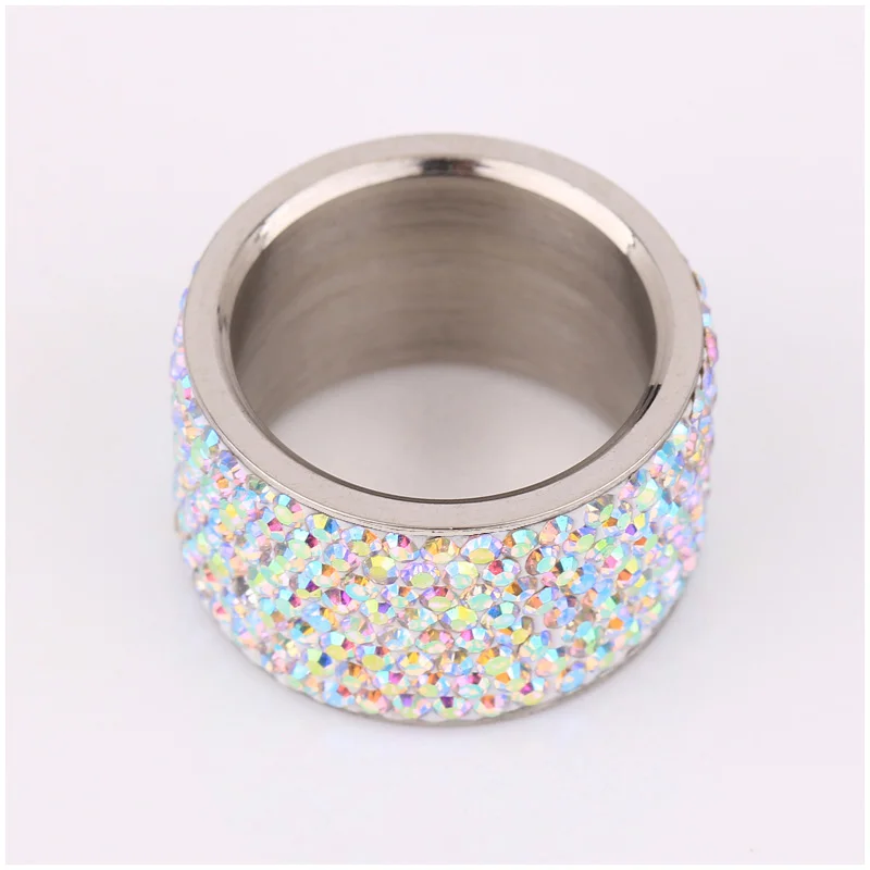 8 row multi fashion female stainless steel crystal wedding rings for women high quality AB+ CZ stone party rhinestone rings